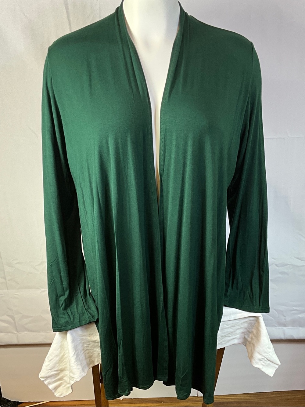Azules Long Sleeve Forrest Green Open Front Cardigan Size 3X New